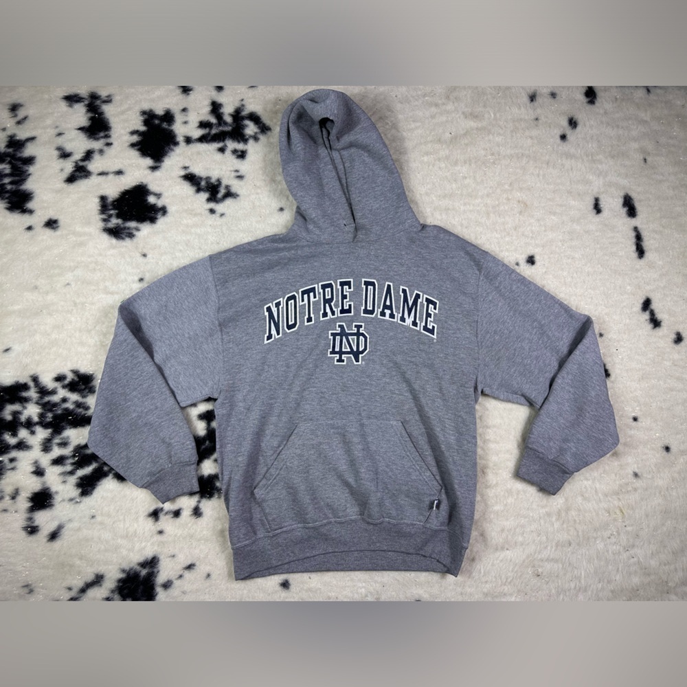 Russell Athletics Vintage Notre Dame Gray Hooded Sweatshirt Size Medium